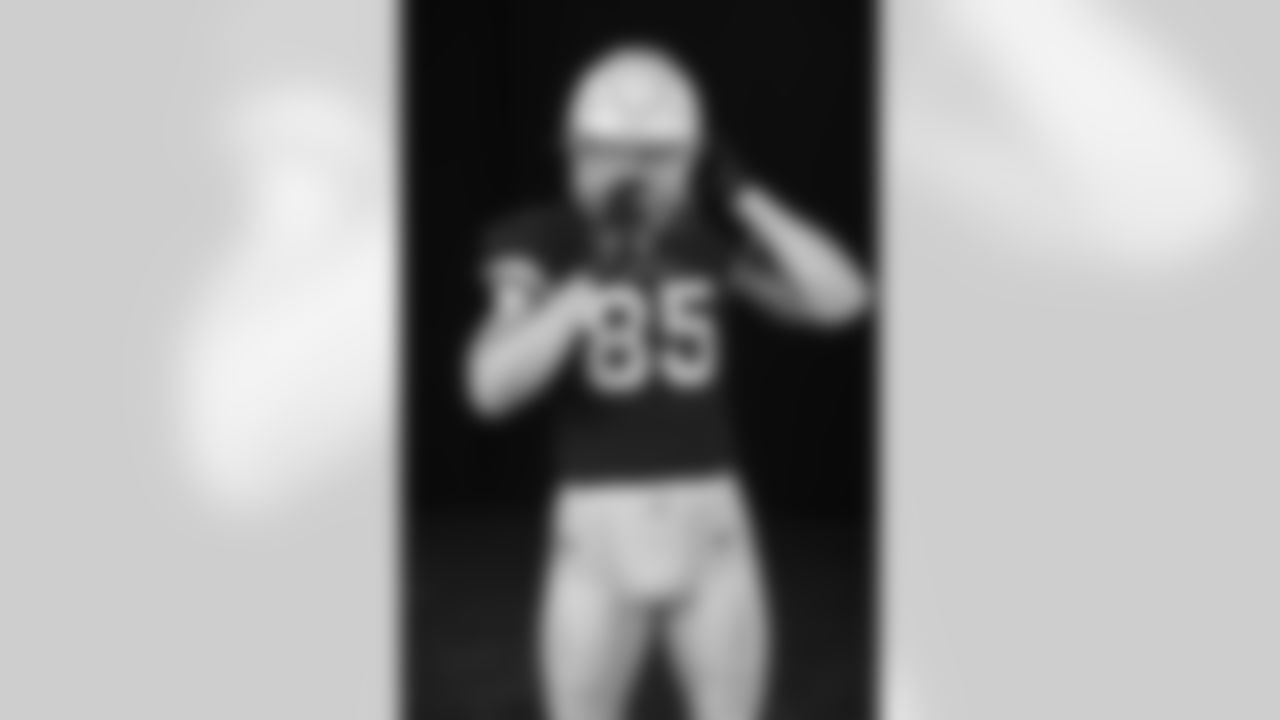 Arizona Cardinals tight end Trey McBride (85) poses for a photo during Cardinals Media Day on Monday, June 13, 2022 in Tempe, AZ.