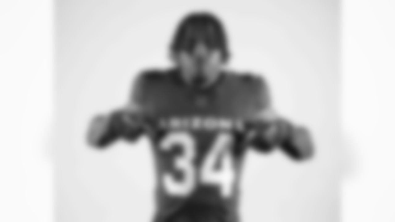 Arizona Cardinals safety Jalen Thompson (34) poses for a photo during a photoshoot for the 2023 Arizona Cardinals Uniforms on Thursday, April 13, 2023.