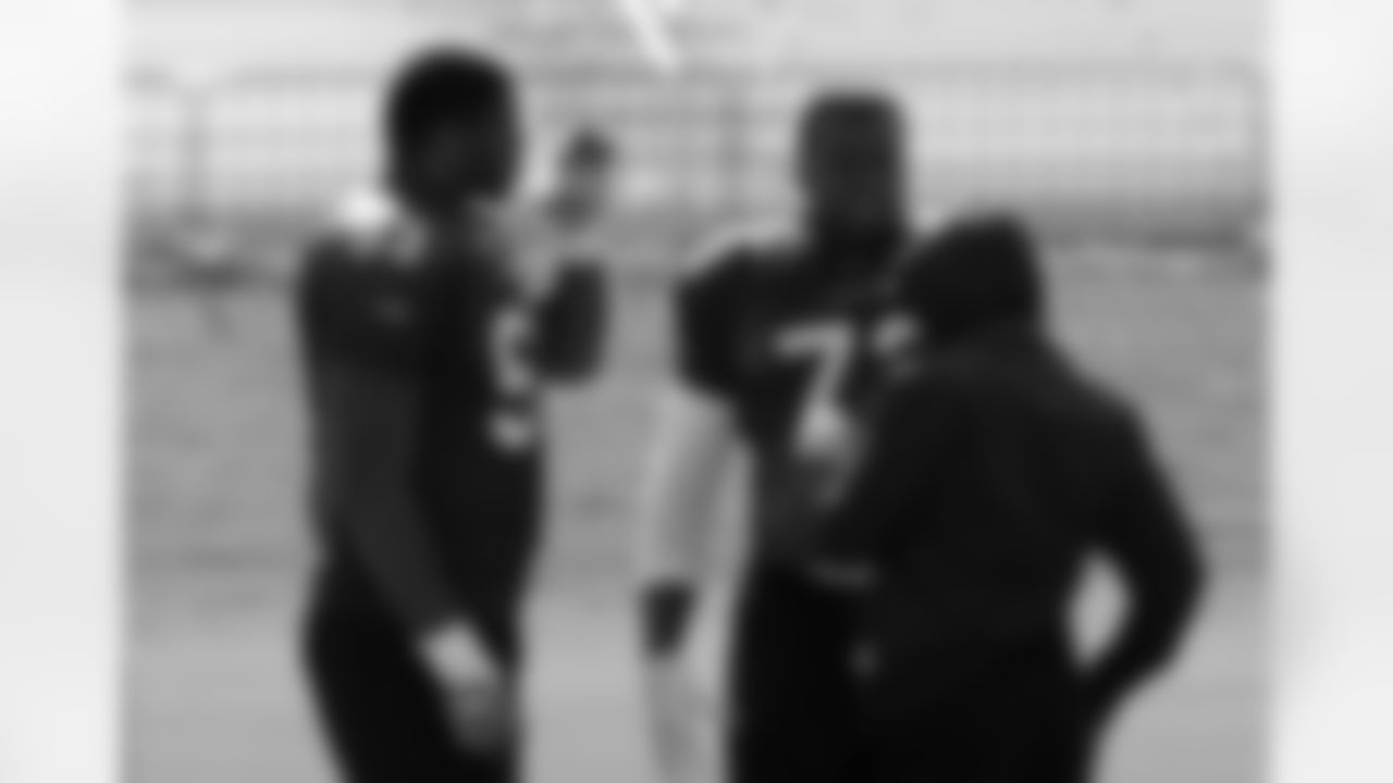 DT Calais Campbell (left) and practice squad DE Lawrence Okoye