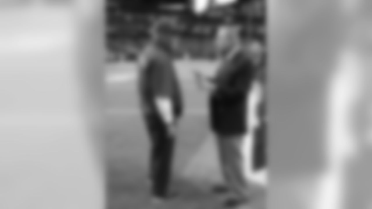 Coach Bruce Arians with Falcons owner Arthur Blank