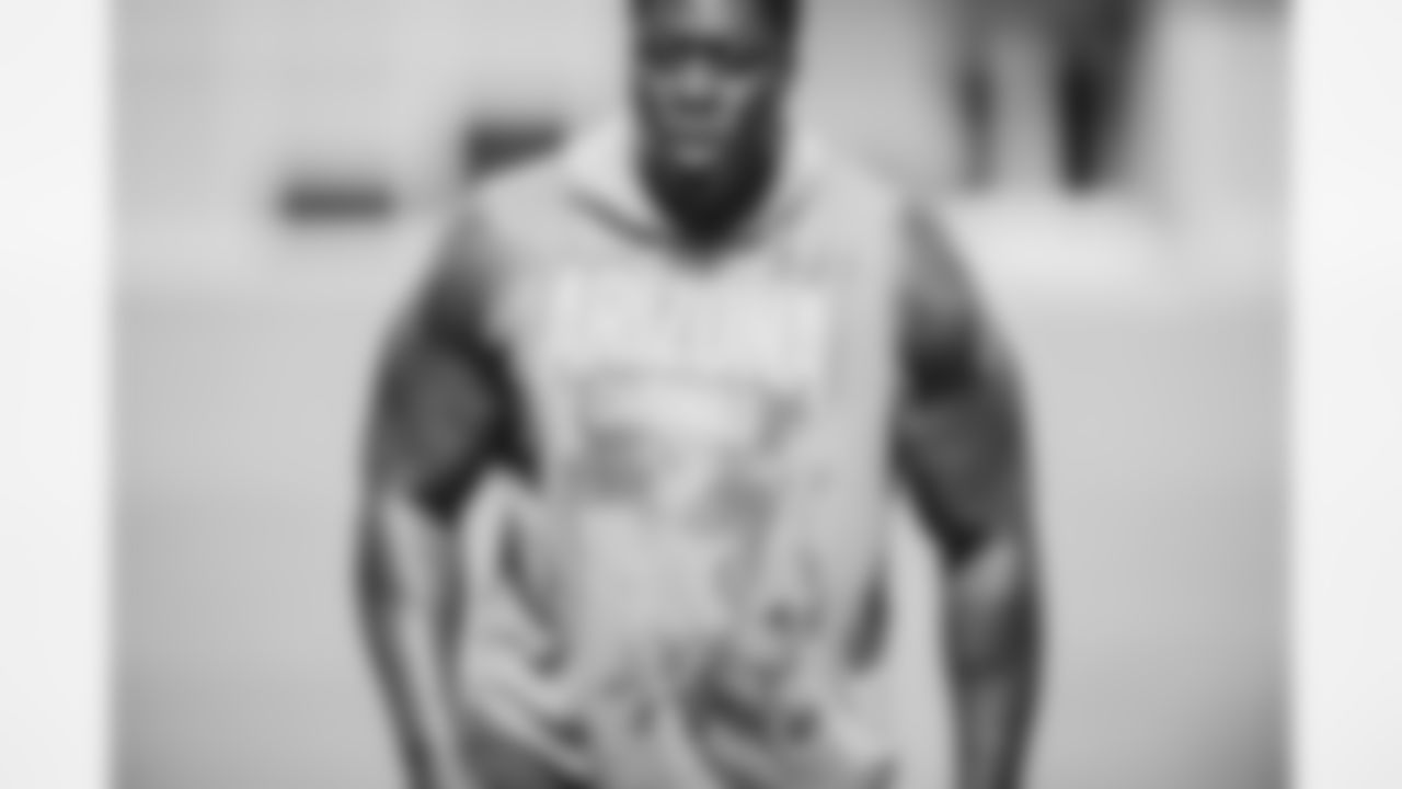 DL Michael Dogbe on the first day of voluntary workouts in 2021