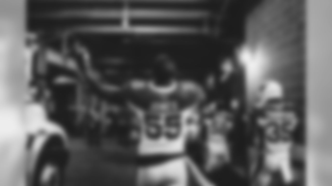 OLB Chandler Jones before the Giants game.