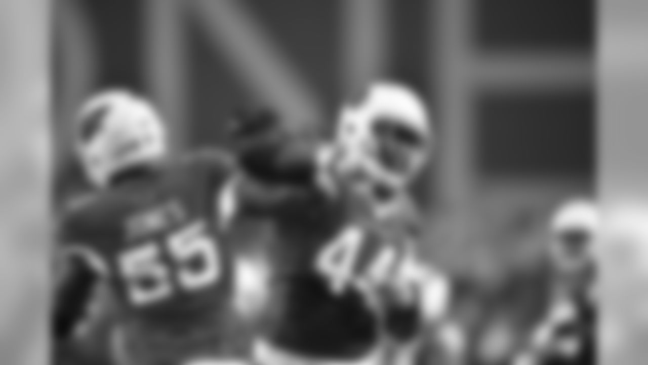 LB Chandler Jones (left) celebrates a defensive stop with LB Markus Golden (right)