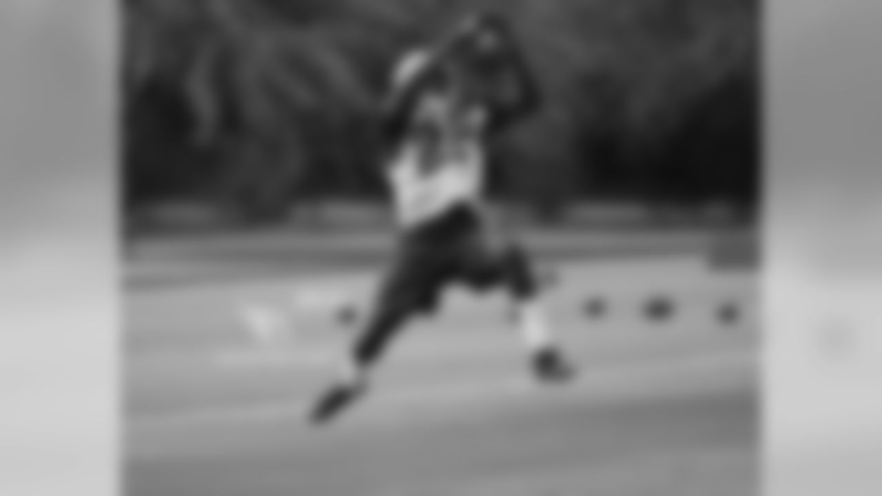 RB T.J. Logan during the first OTA