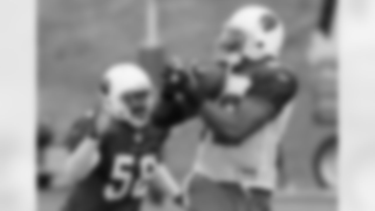 LB Karlos Dansby and TE Leonard Pope, Photo by Peter Vander Stoep