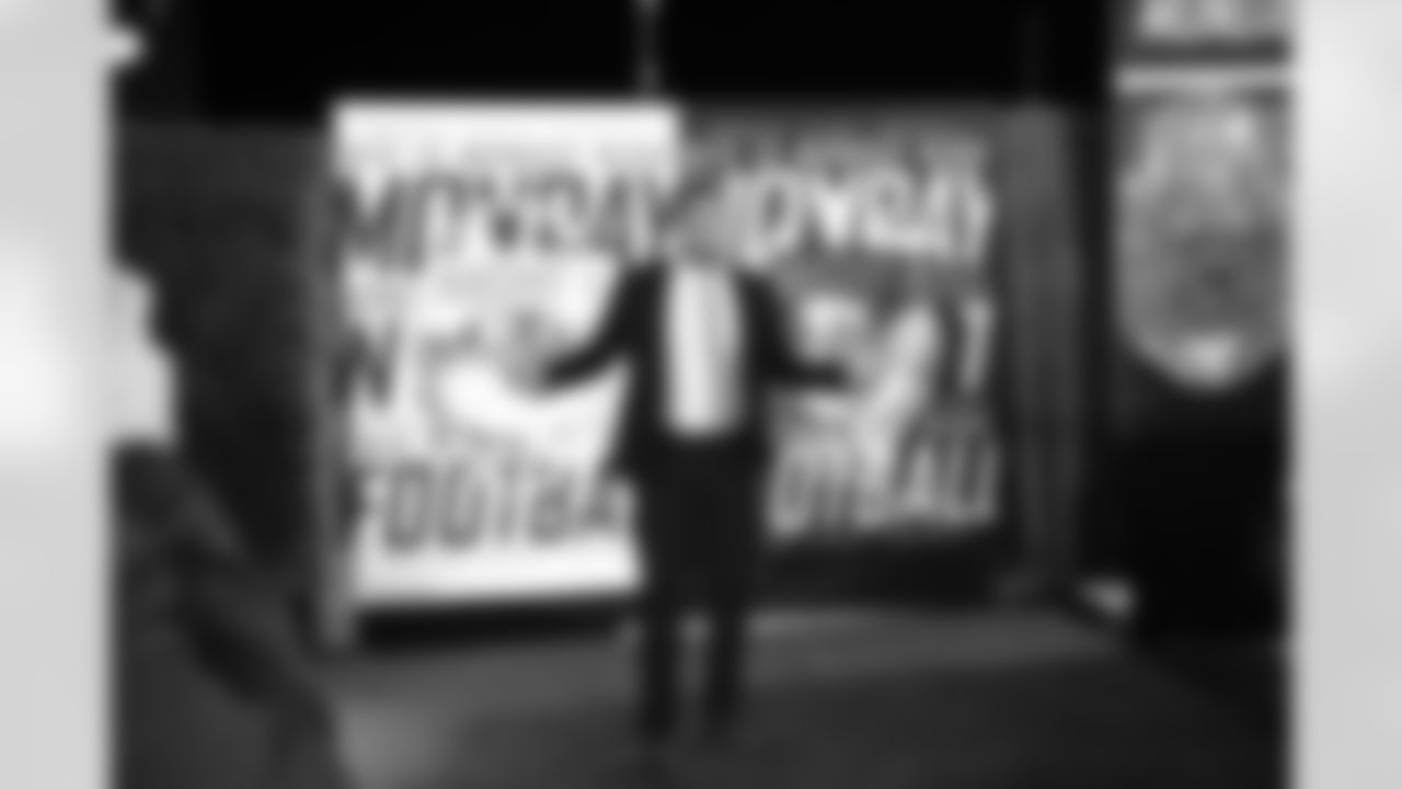 S Tyrann Mathieu in front of the Monday Night Football backdrop