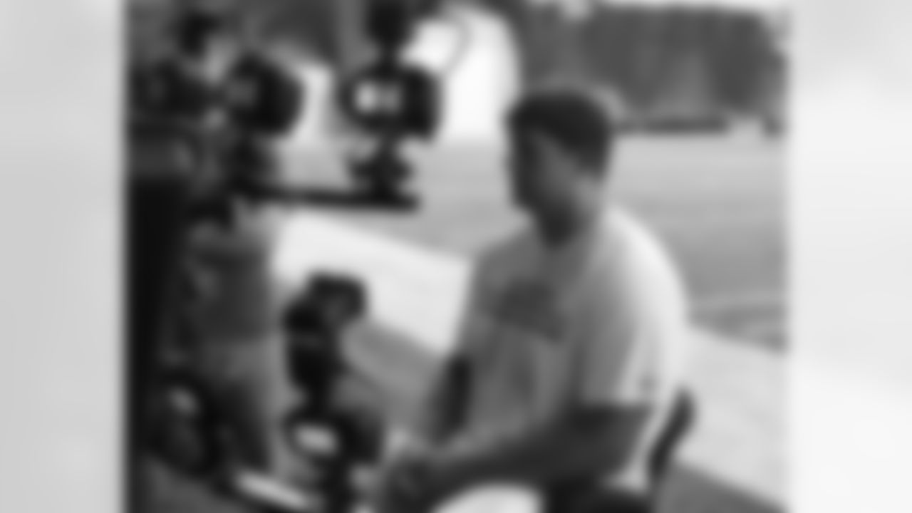 T Jared Veldheer takes his turn with the Madden guys
