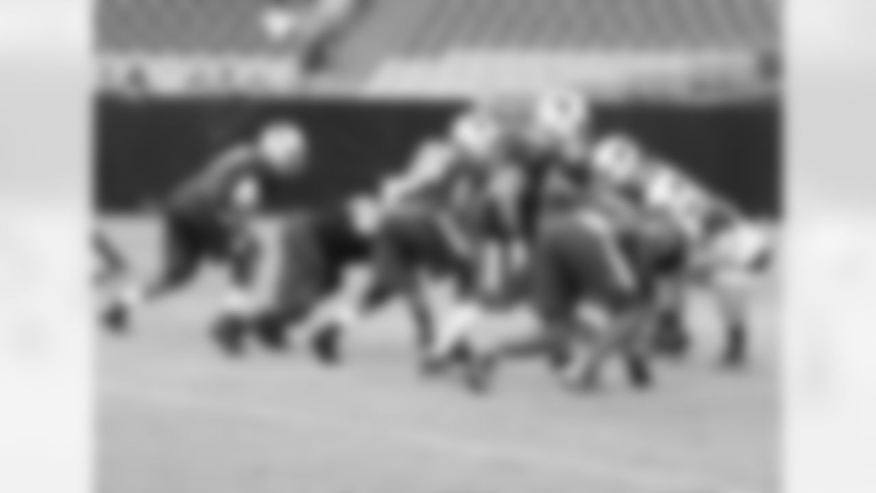 The defense shows blitz