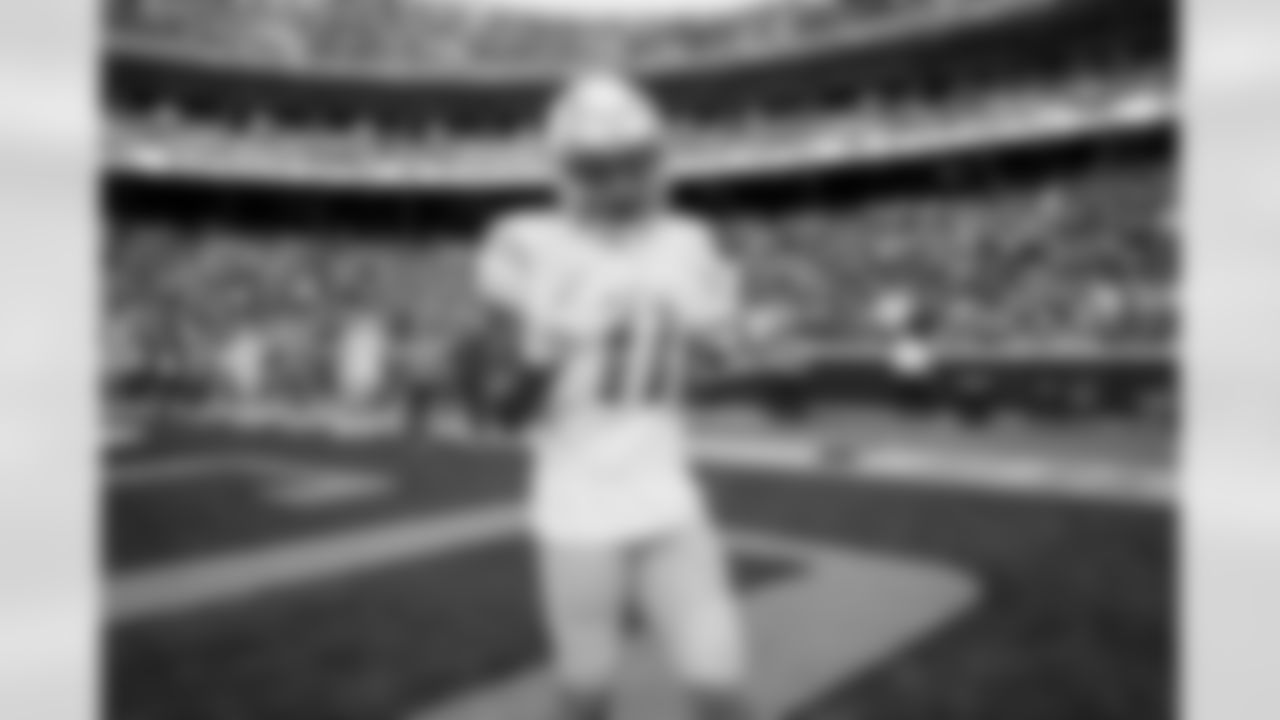 The Los Angeles Chargers prepare to play against the Kansas City Chiefs at Geha Field at Arrowhead Stadium on September 15, 2022 in Kansas City, Missouri.