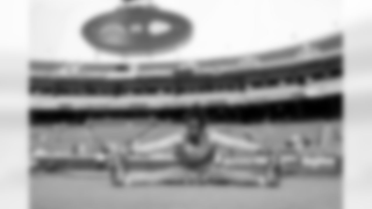 The Los Angeles Chargers prepare to play against the Kansas City Chiefs at Geha Field at Arrowhead Stadium on September 15, 2022 in Kansas City, Missouri.