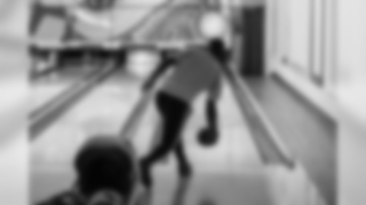 Desmond King releases the ball during a squad bowling night on Tuesday, September 18, 2018.