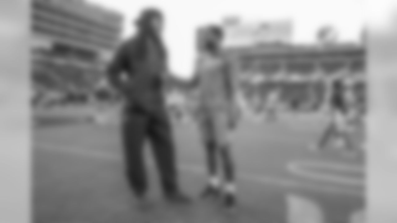 Richard Sherman and Casey Hayward share a laugh before the Bolts take the field at Levi's Stadium against the San Francisco 49ers in the last preseason game.