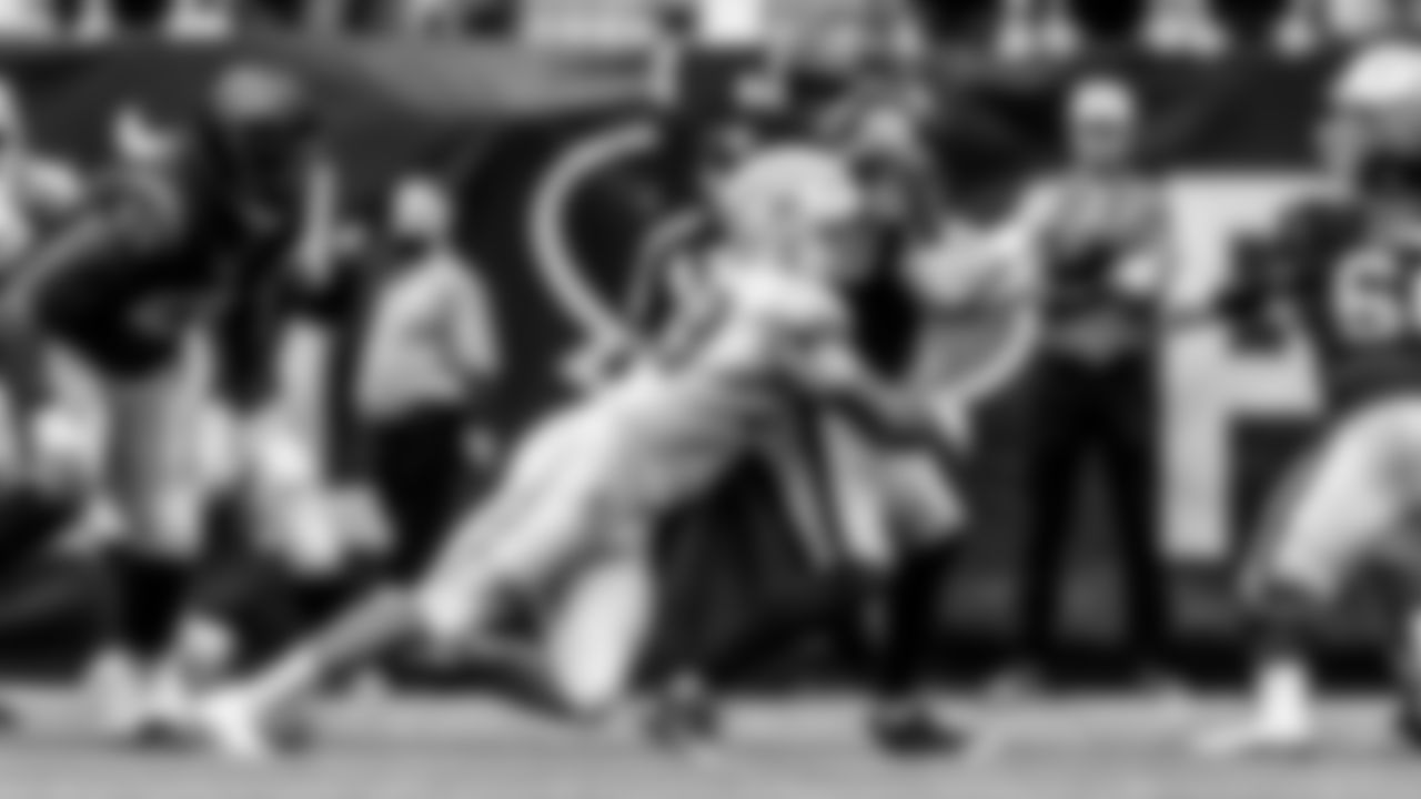 Take a look at the best black and white photos from when the Los Angeles Chargers defeated the Houston Texans by a score of 34-24 at NRG Stadium on October 2nd, 2022 in Houston, Texas.