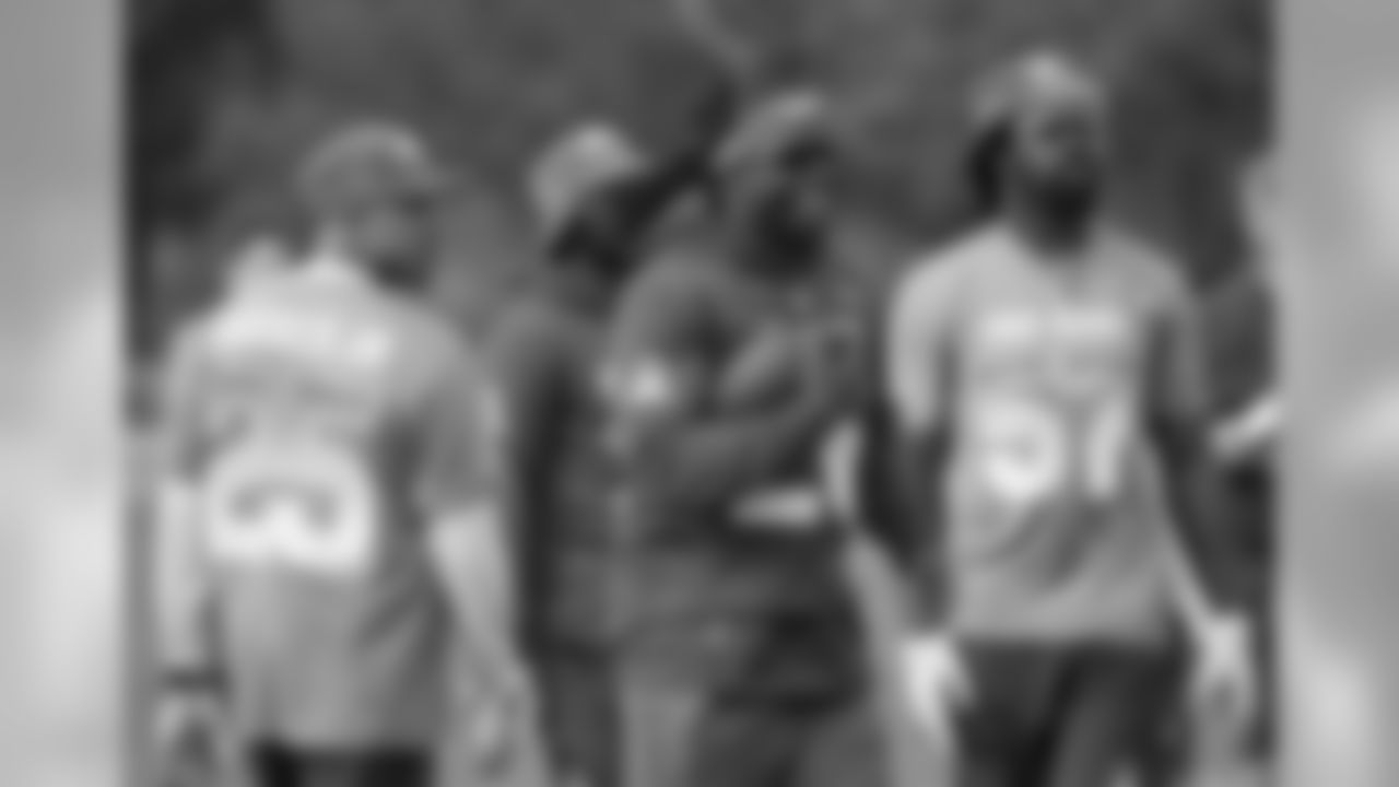 Melvin Gordon, Chris Harris Jr. and C.J. Mlsley at Pro Bowl practice on Wed. Jan. 23, 2019 in Orlando, FL.