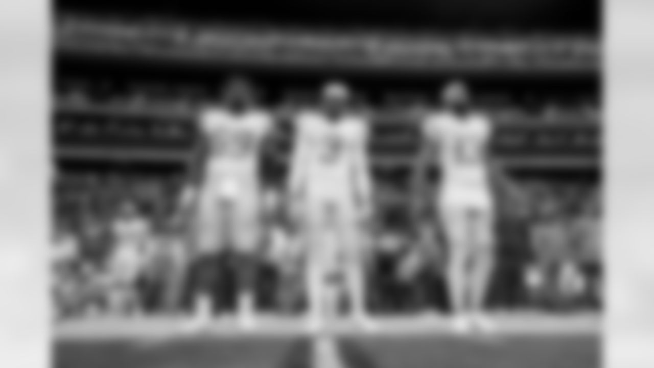The Los Angeles Chargers prepare to play against the Las Vegas Raiders at Allegiant Stadium on December 4, 2022 in Las Vegas, Nevada.