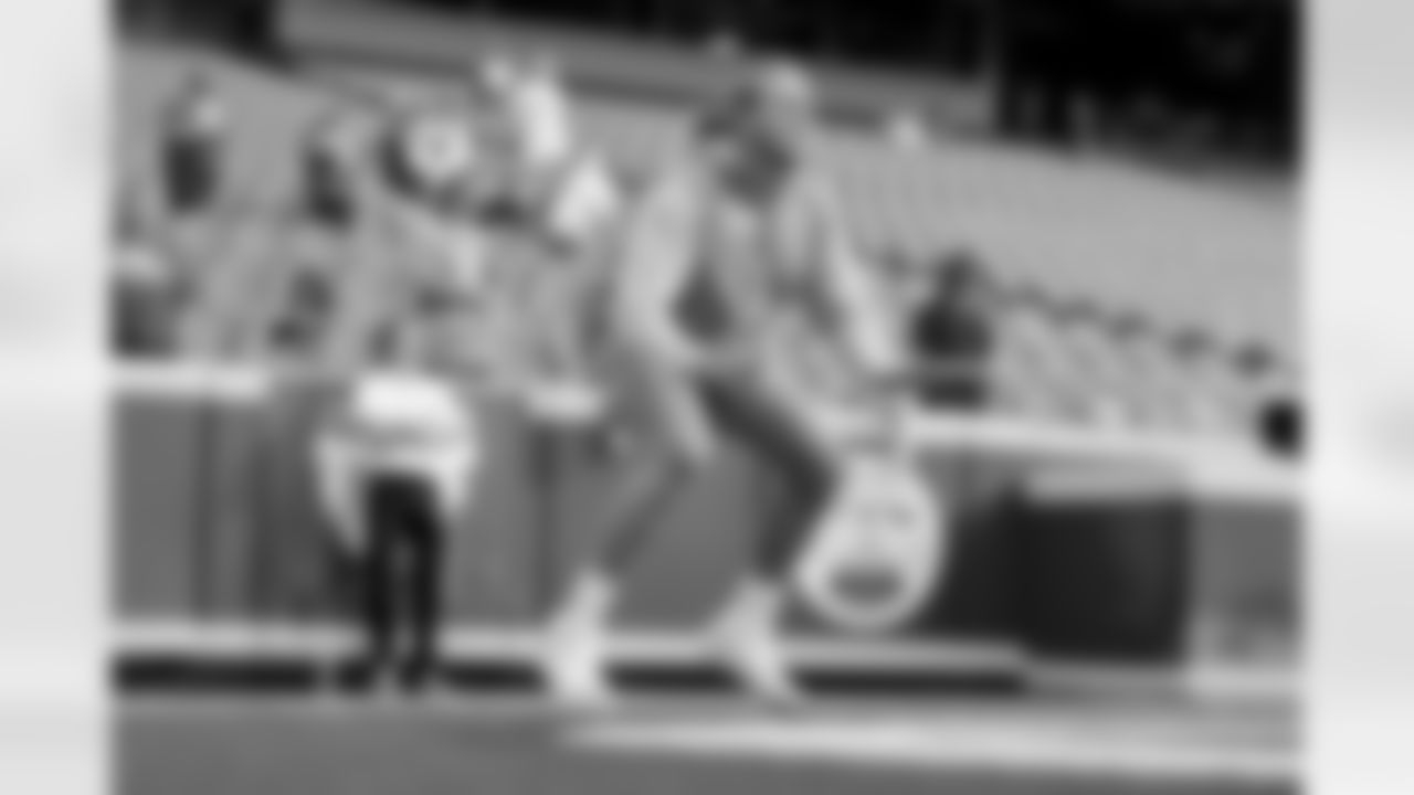 The Los Angeles Chargers prepare to play against the Kansas City Chiefs at Geha Field at Arrowhead Stadium on September 15, 2022 in Kansas City, Missouri.