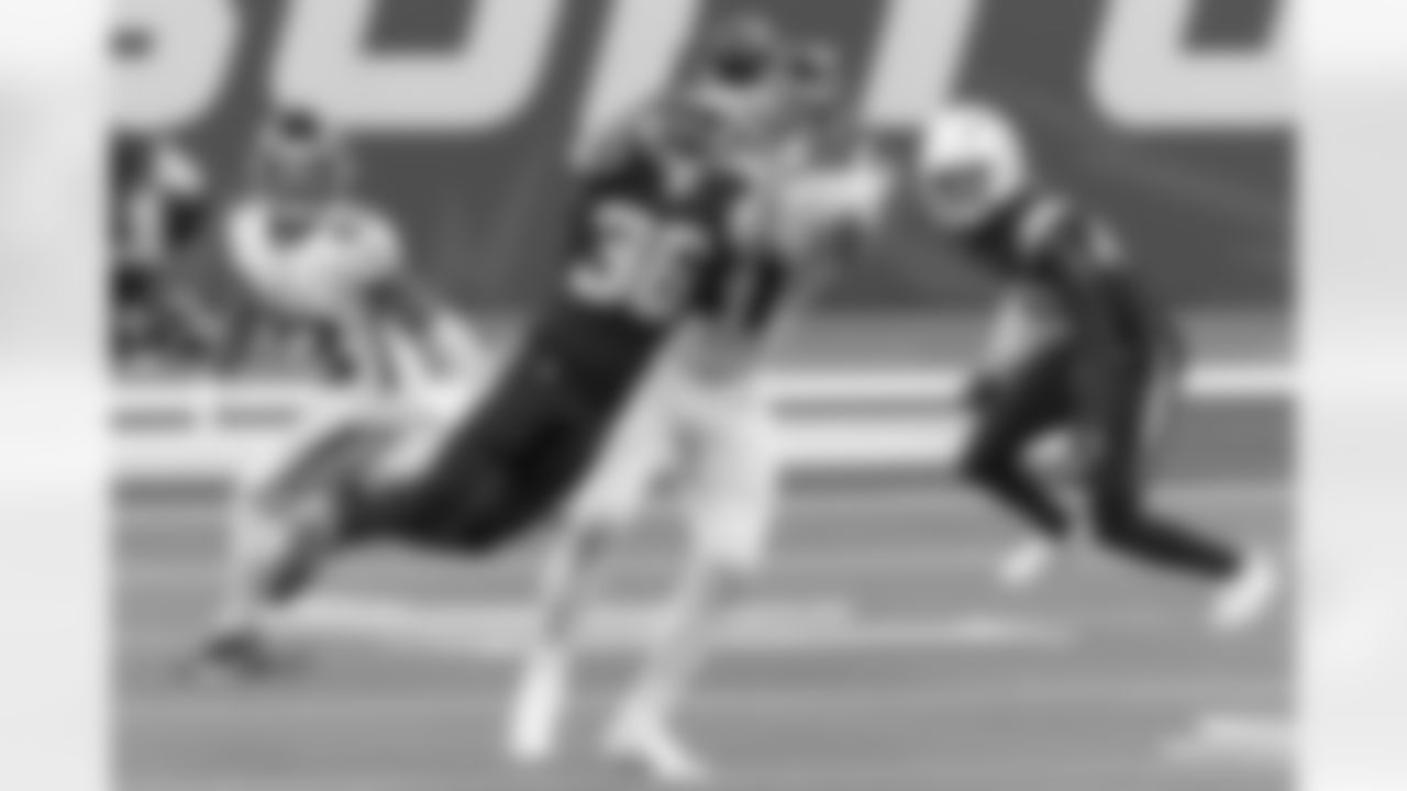 Hitman with the INT - With time running down in the fourth quarter and a tie ball game, Jahleel Addae played the role of hero. From the far corner of the opposite endzone I saw him break on the ball and caught this frame a split-second before he caught Matt Ryan's errant pass. - Ty Nowell/Los Angeles Chargers