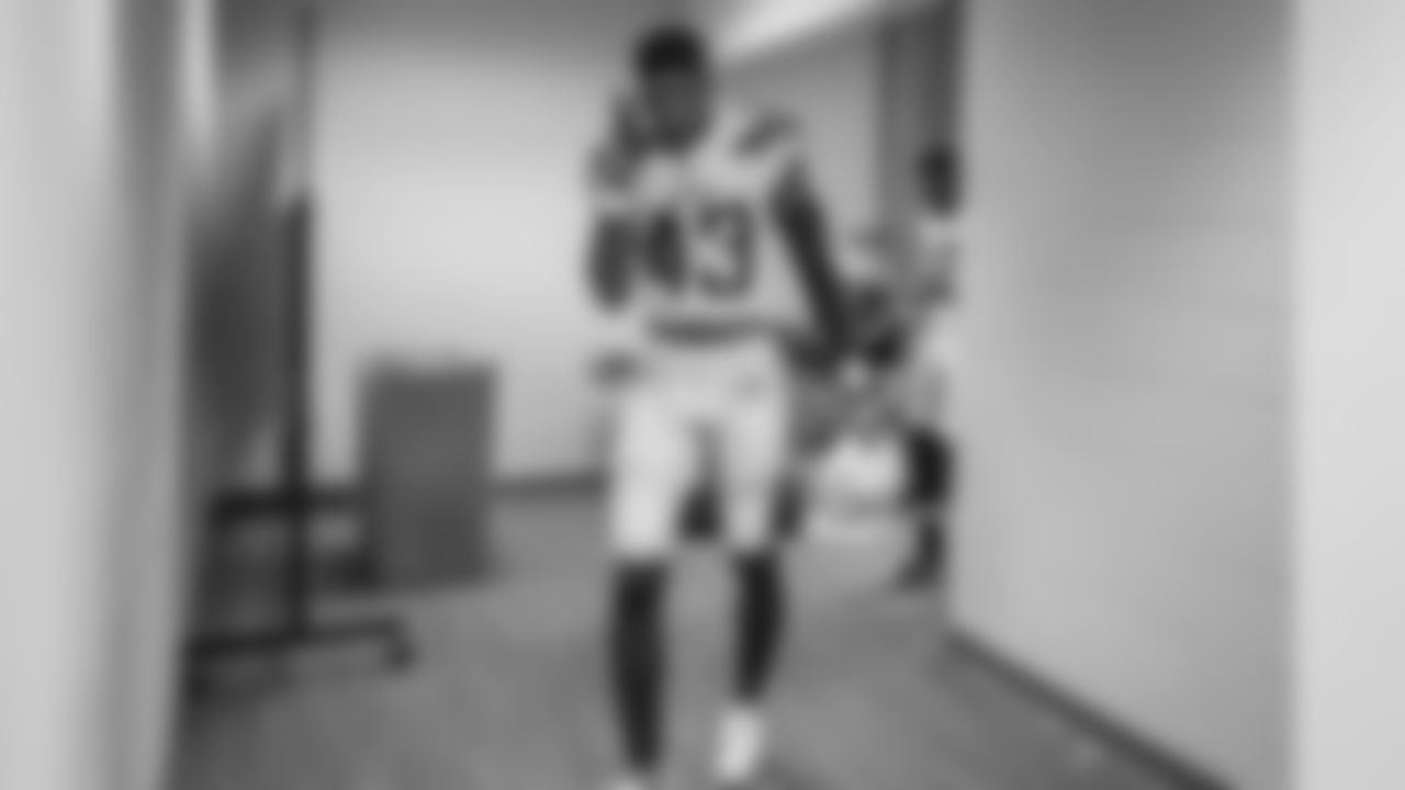 Michael Davis prepares to take the field at University of Phoenix Stadium for the Chargers' first preseason game versus the Arizona Cardinals.