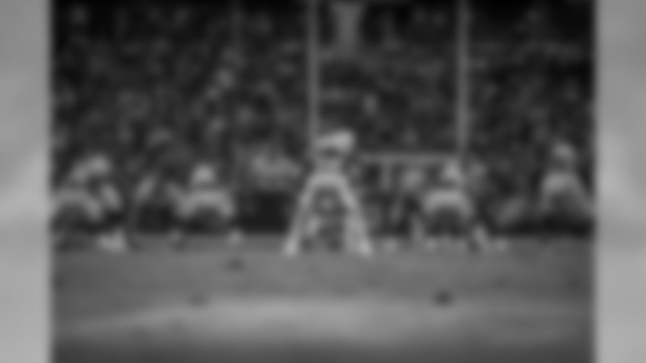 The Bolts get set for a play to begin during the Chargers' preseason home opener against the Seattle Seahawks at ROKiT Field at StubHub Center.