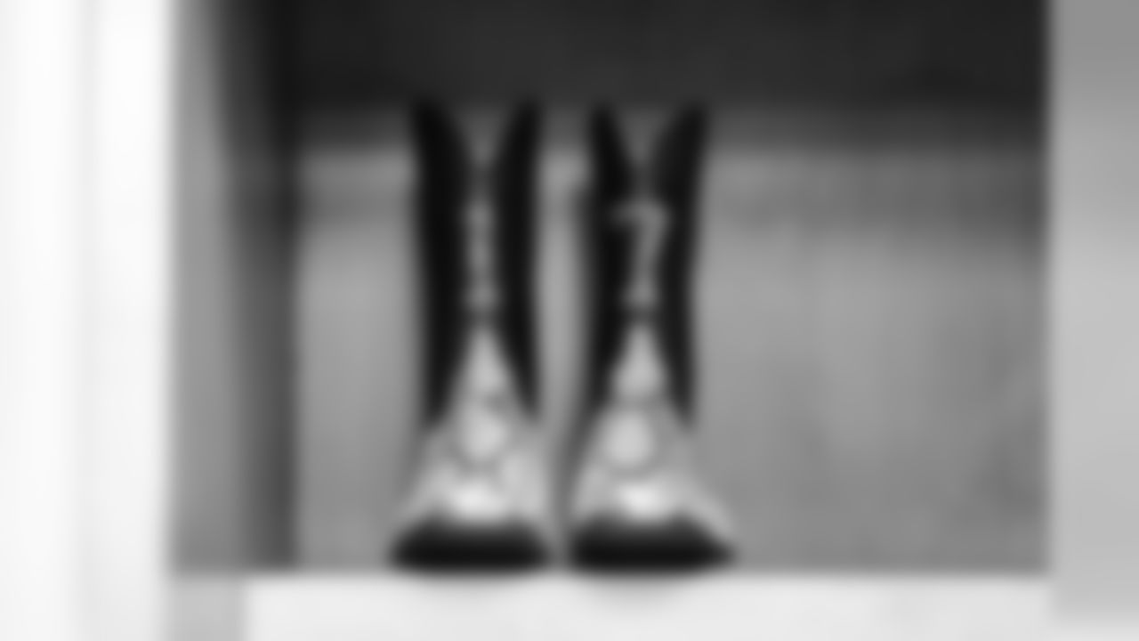 Philip Rivers' boots sit in the locker room before the Week 13 matchup against the Pittsburgh Steelers.