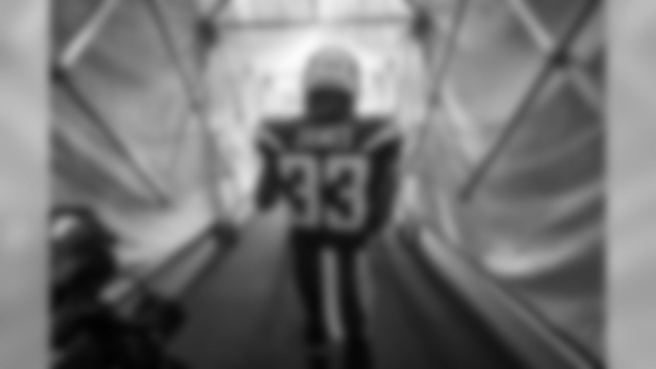 Derwin James walks through the tunnel out to the field before the Week 11 contest against the Denver Broncos.