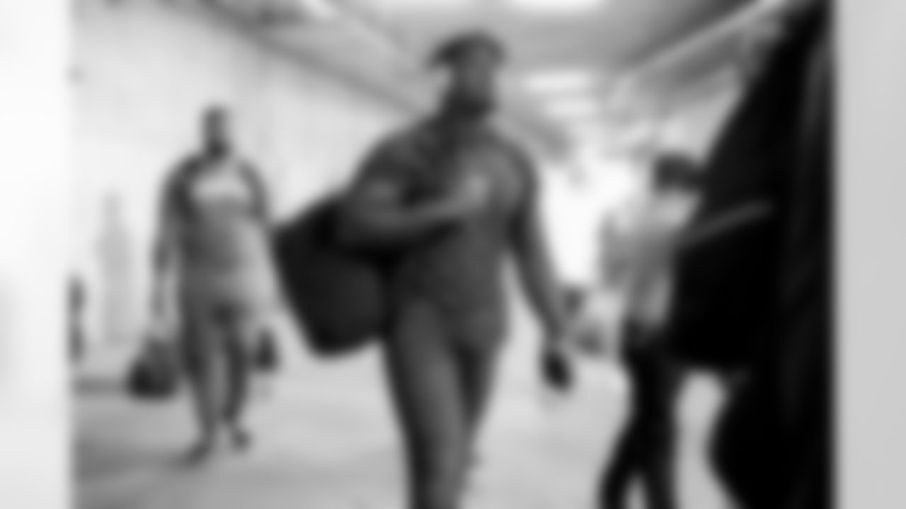 The Los Angeles Chargers arrive at Geha Field at Arrowhead Stadium to play against the Kansas City Chiefs on September 25, 2022 in Kansas City, Missouri.