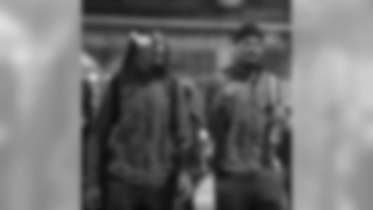 Rayshawn Jenkins and Derwin James arrive at FirstEnergy Stadium before the Bolts take on the Browns.