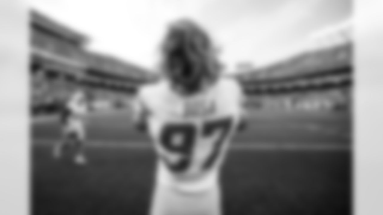 The Los Angeles Chargers prepare to play against the Kansas City Chiefs at Geha Field at Arrowhead Stadium on September 15, 2022 in Kansas City, Missouri.