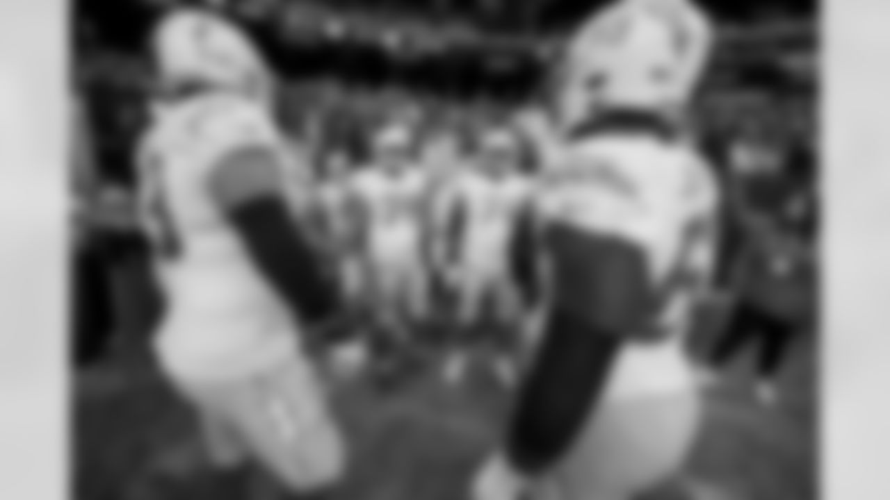 The Los Angeles Chargers prepare to play against the Las Vegas Raiders at Allegiant Stadium on December 4, 2022 in Las Vegas, Nevada.