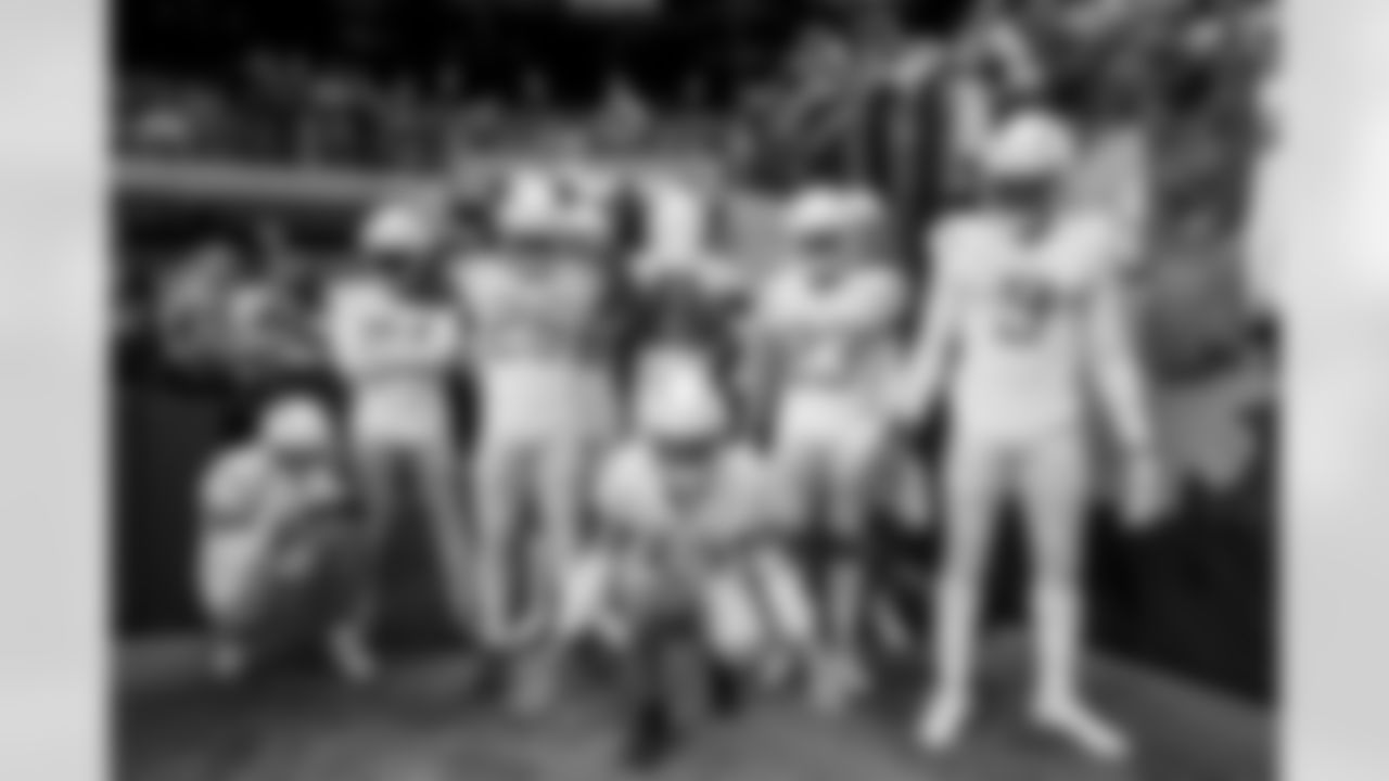 The Los Angeles Chargers prepare to play against the Las Vegas Raiders at Allegiant Stadium on December 4, 2022 in Las Vegas, Nevada.