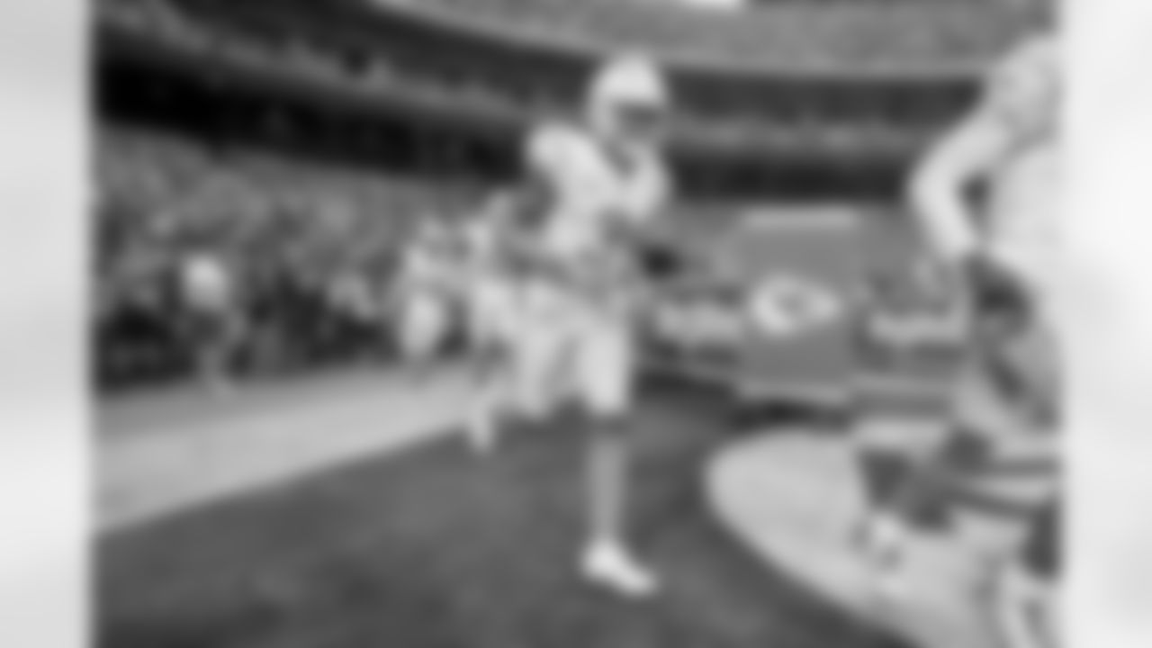 The Los Angeles Chargers prepare to play against the Kansas City Chiefs at Geha Field at Arrowhead Stadium on September 15, 2022 in Kansas City, Missouri.