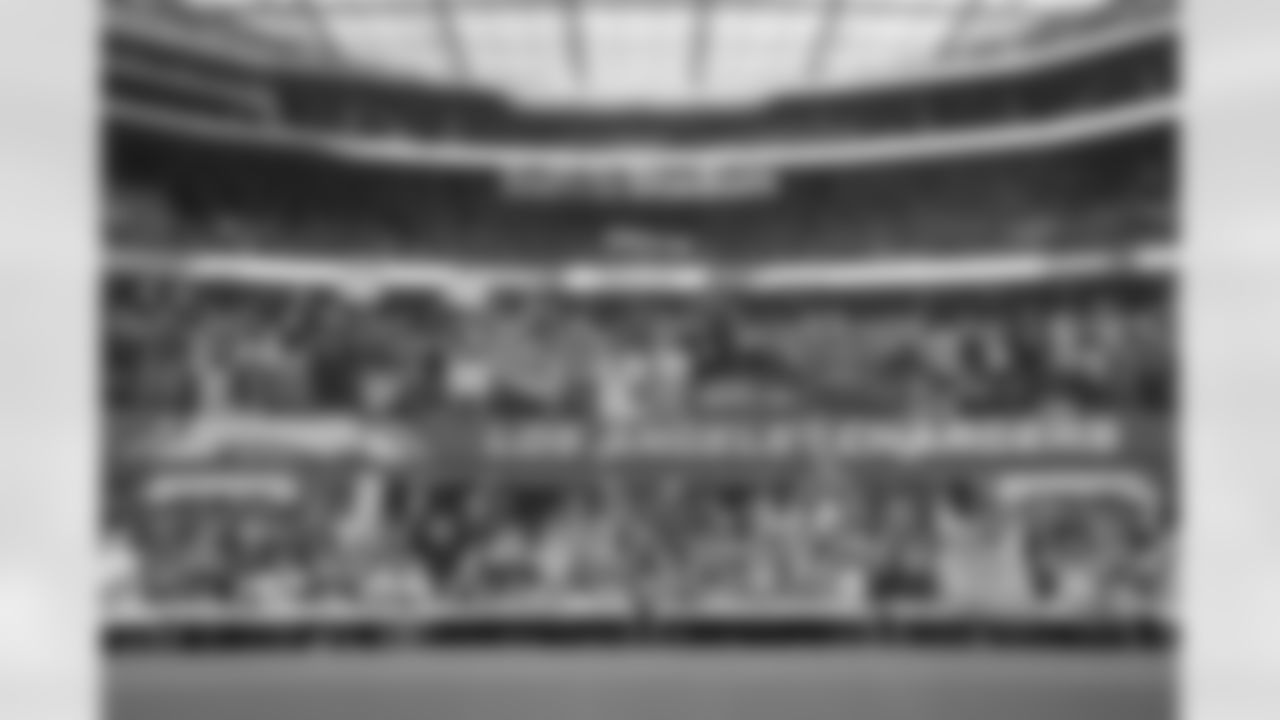 Bolt Fam show up at SoFi Stadium to root against the Tennessee Titans on December 11, 2022 in Inglewood, California.