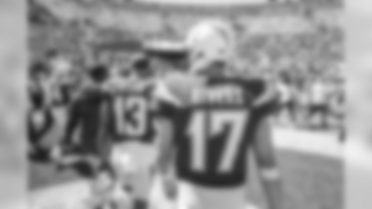 Keenan Allen and Philip Rivers at LA Memorial Coliseum before the Bolts' matchup against the LA Rams.