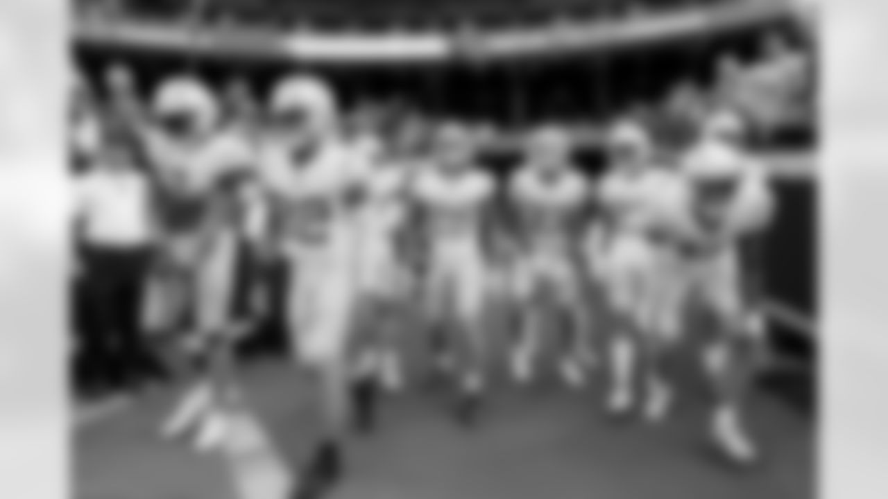 The Los Angeles Chargers prepare to play against the Kansas City Chiefs at Geha Field at Arrowhead Stadium on September 15, 2022 in Kansas City, Missouri.