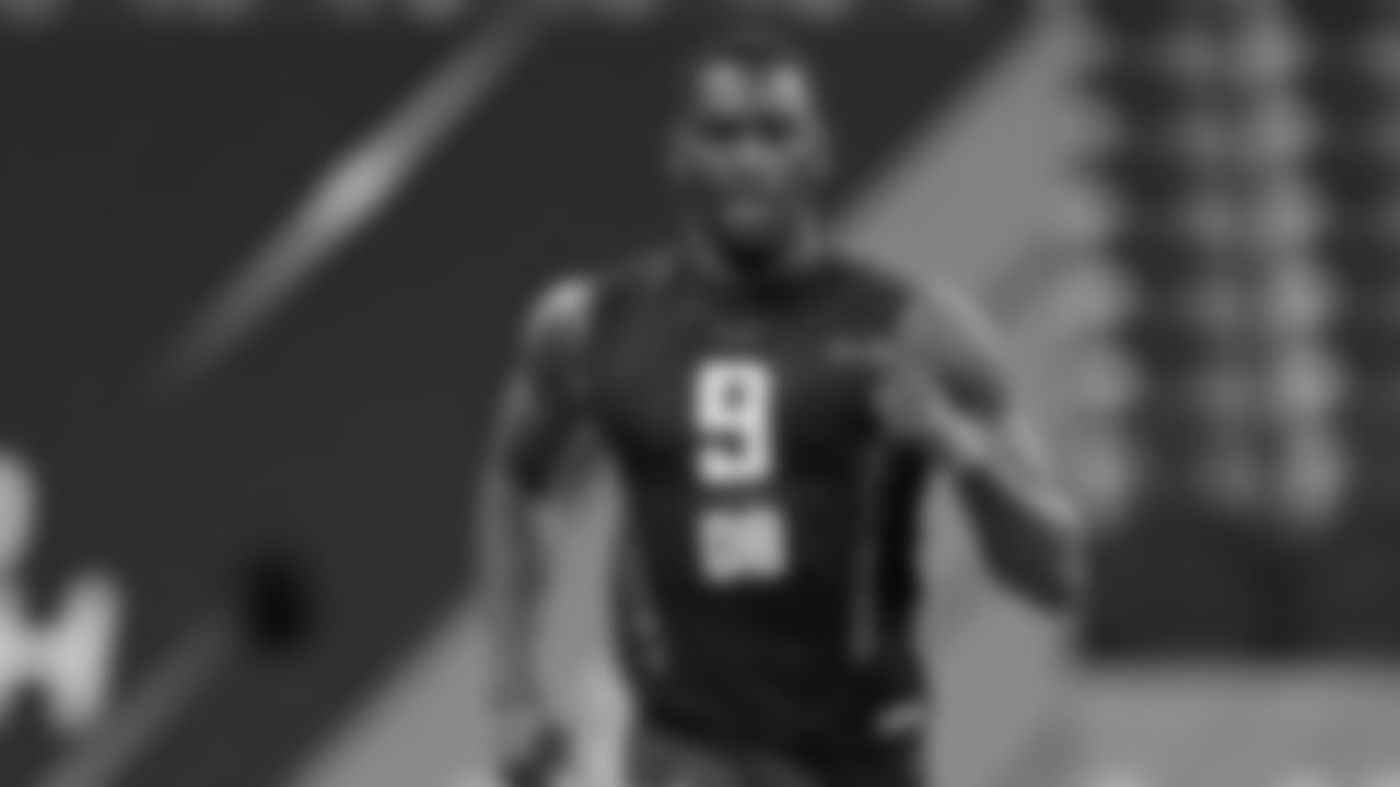 Brandon Facyson runs the 40-yard dash at the NFL Scouting Combine.