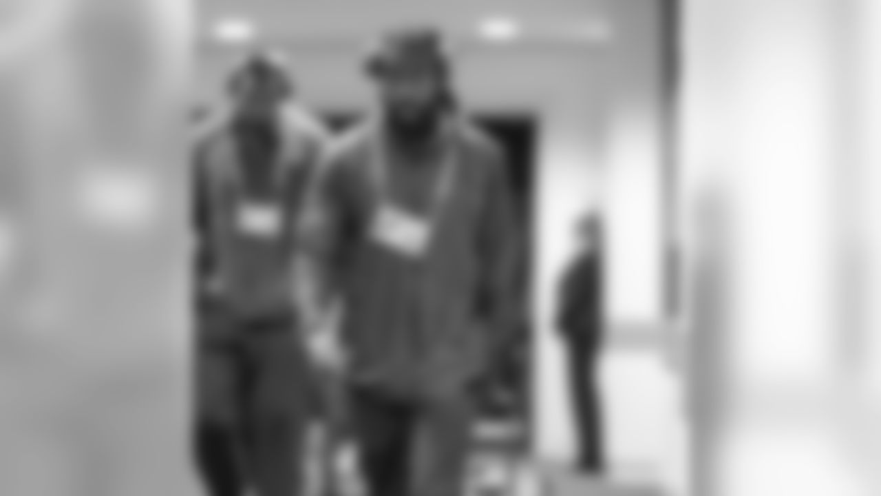 Jahleel Addae arrives at Wembley Stadium in London before the Week 7 matchup against the Tennessee Titans.