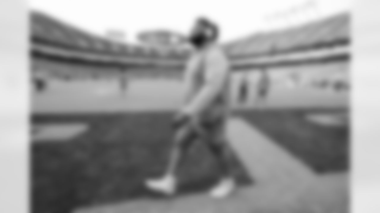 The Los Angeles Chargers prepare to play against the Kansas City Chiefs at Geha Field at Arrowhead Stadium on September 15, 2022 in Kansas City, Missouri.