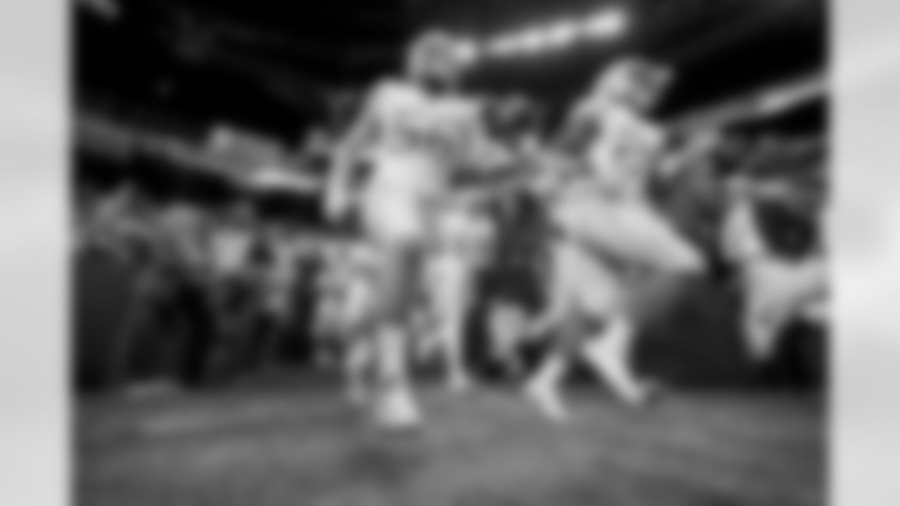 The Los Angeles Chargers prepare to play against the Las Vegas Raiders at Allegiant Stadium on December 4, 2022 in Las Vegas, Nevada.