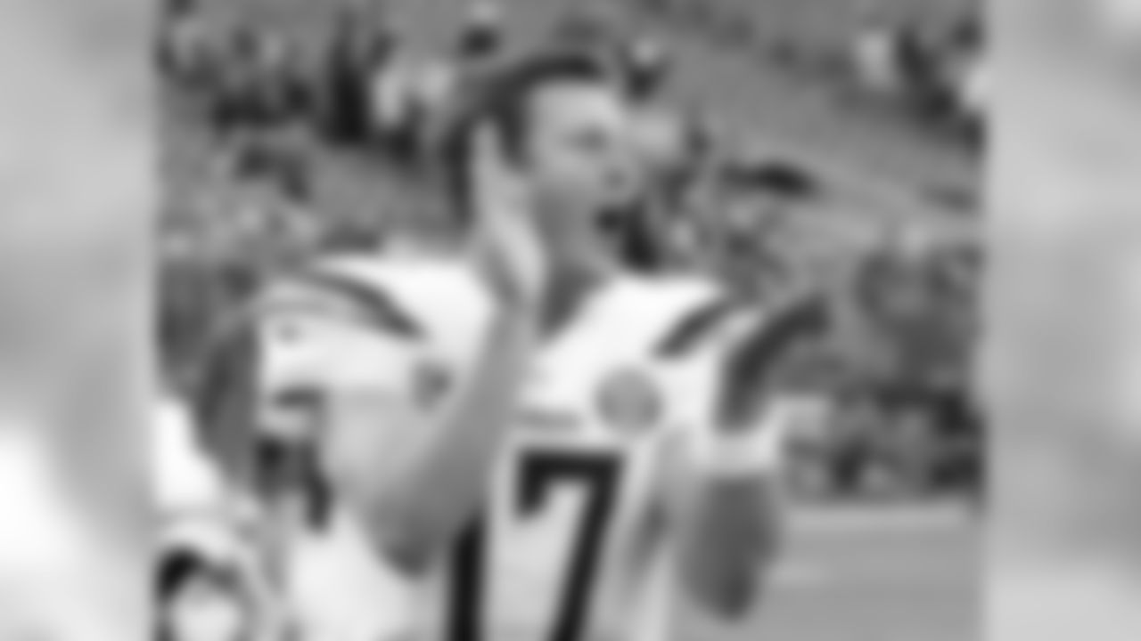 Philip Rivers celebrates as he leaves the field after an NFL football game against the Seattle Seahawks, Sunday, Nov. 4, 2018, in Seattle. (AP Photo/Ted S. Warren)