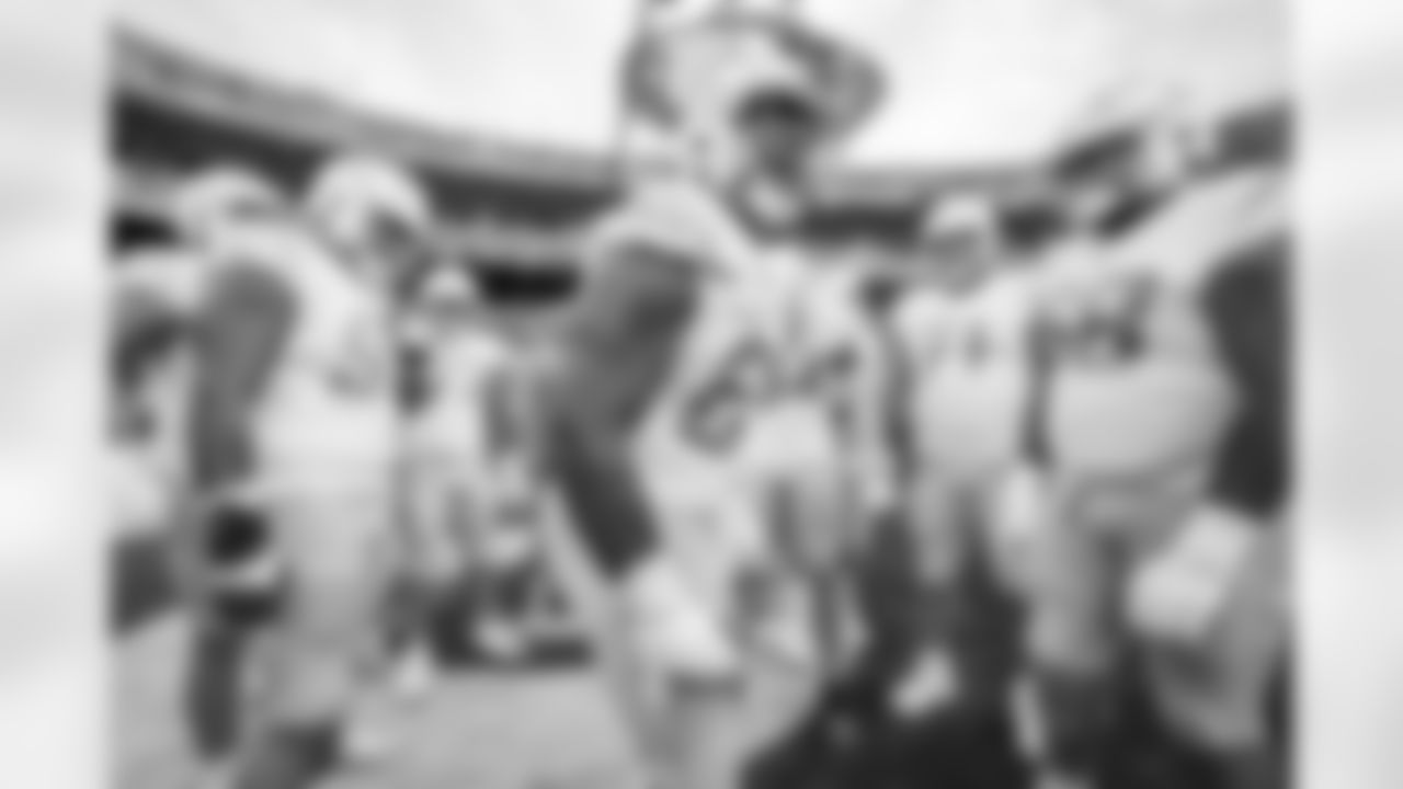 The Los Angeles Chargers prepare to play against the Kansas City Chiefs at Geha Field at Arrowhead Stadium on September 15, 2022 in Kansas City, Missouri.