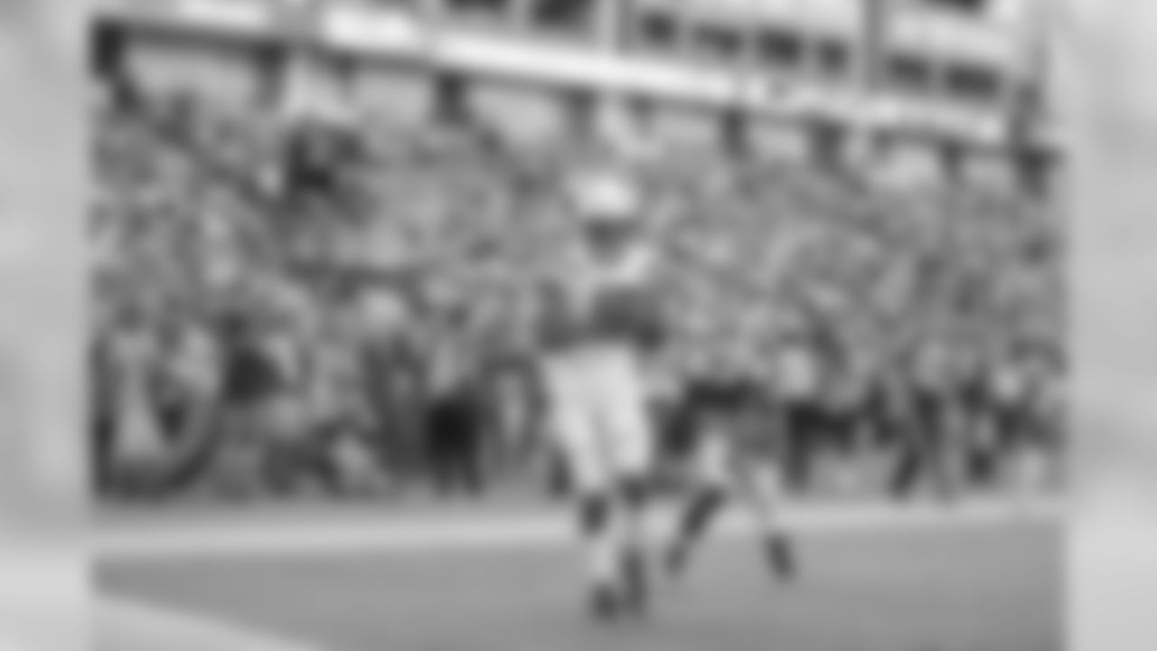 Tyrell Williams catches a pass from Rivers in the endzone for a touchdown during the season opener against the Kansas City Chiefs from ROKiT Field at StubHub Center.
