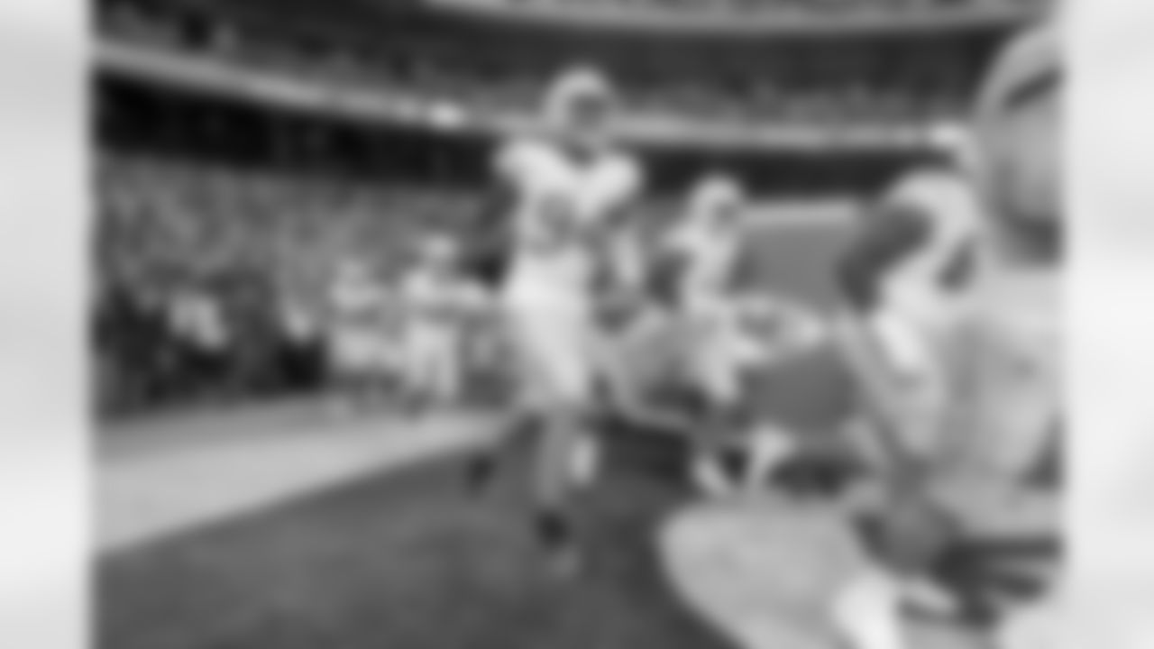 The Los Angeles Chargers prepare to play against the Kansas City Chiefs at Geha Field at Arrowhead Stadium on September 15, 2022 in Kansas City, Missouri.