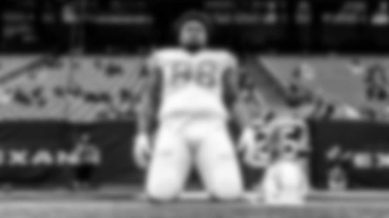 Take a look at the best black and white photos from when the Los Angeles Chargers defeated the Houston Texans by a score of 34-24 at NRG Stadium on October 2nd, 2022 in Houston, Texas.