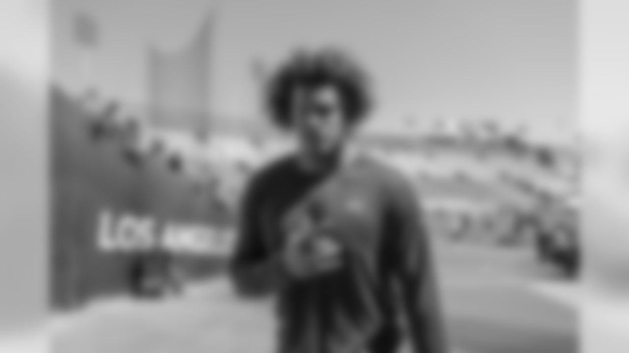 Isaac Rochell at LA Memorial Coliseum before the Bolts matchup against the LA Rams.