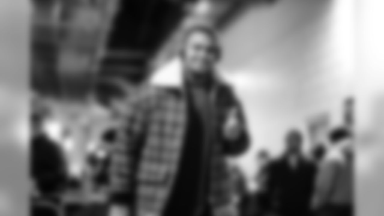 Mike Pouncey arrives at Gillette Stadium before the Divisional Round matchup against the New England Patriots.