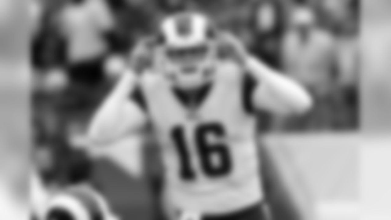 Los Angeles Rams quarterback Jared Goff calls a play against the Tennessee Titans in the second half of an NFL football game Sunday, Dec. 24, 2017, in Nashville, Tenn. (AP Photo/Mark Zaleski)