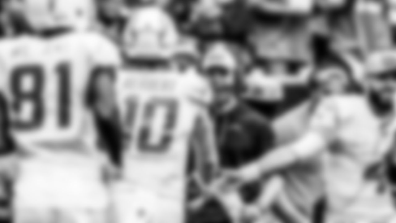 Take a look at the best black and white photos from when the Los Angeles Chargers defeated the Houston Texans by a score of 34-24 at NRG Stadium on October 2nd, 2022 in Houston, Texas.