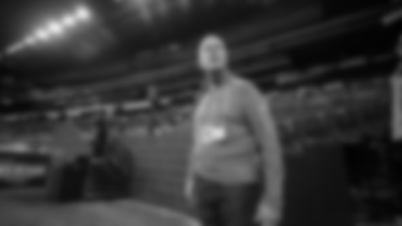 Scherer walks onto the field at Lucas Oil Stadium.