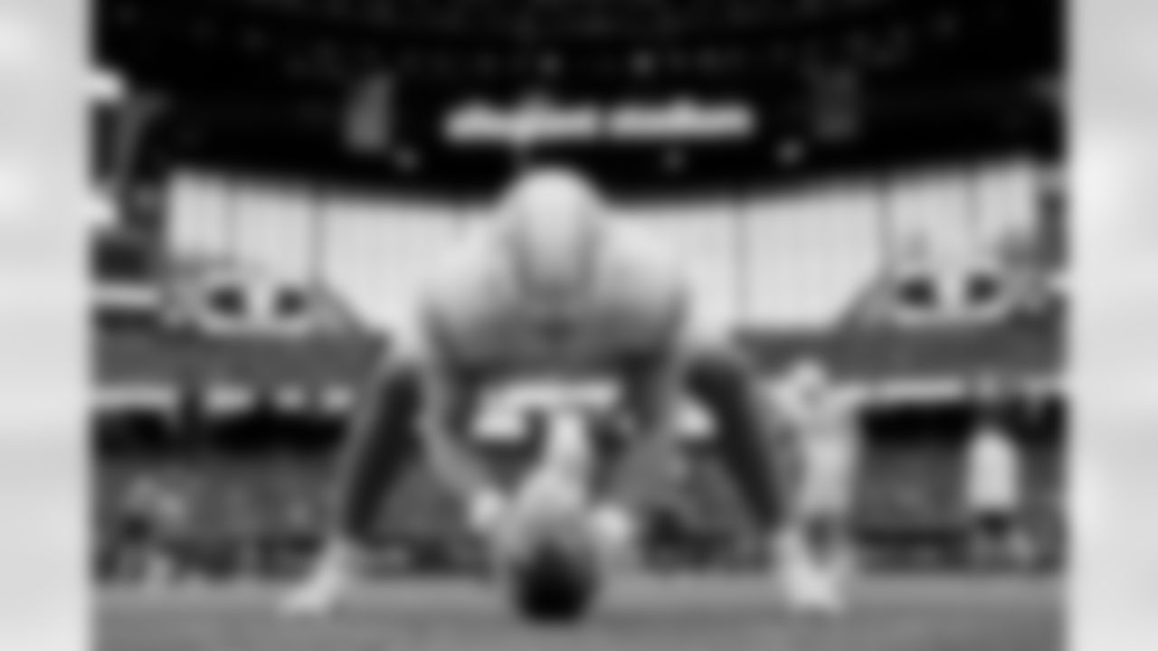 The Los Angeles Chargers prepare to play against the Las Vegas Raiders at Allegiant Stadium on December 4, 2022 in Las Vegas, Nevada.