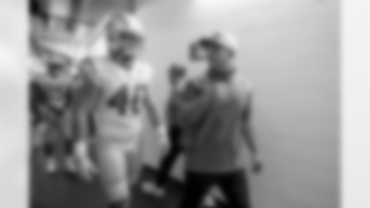 The Los Angeles Chargers prepare to play against the Las Vegas Raiders at Allegiant Stadium on December 4, 2022 in Las Vegas, Nevada.